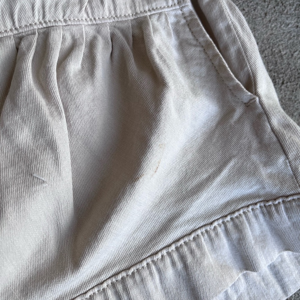 Free people we the free fleur high rise flouncy cotton denim shorts cream NWT - Picture 6 of 8